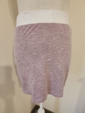 Fashion Nova Lavender Ribbed Pencil Skirt with White Waistband